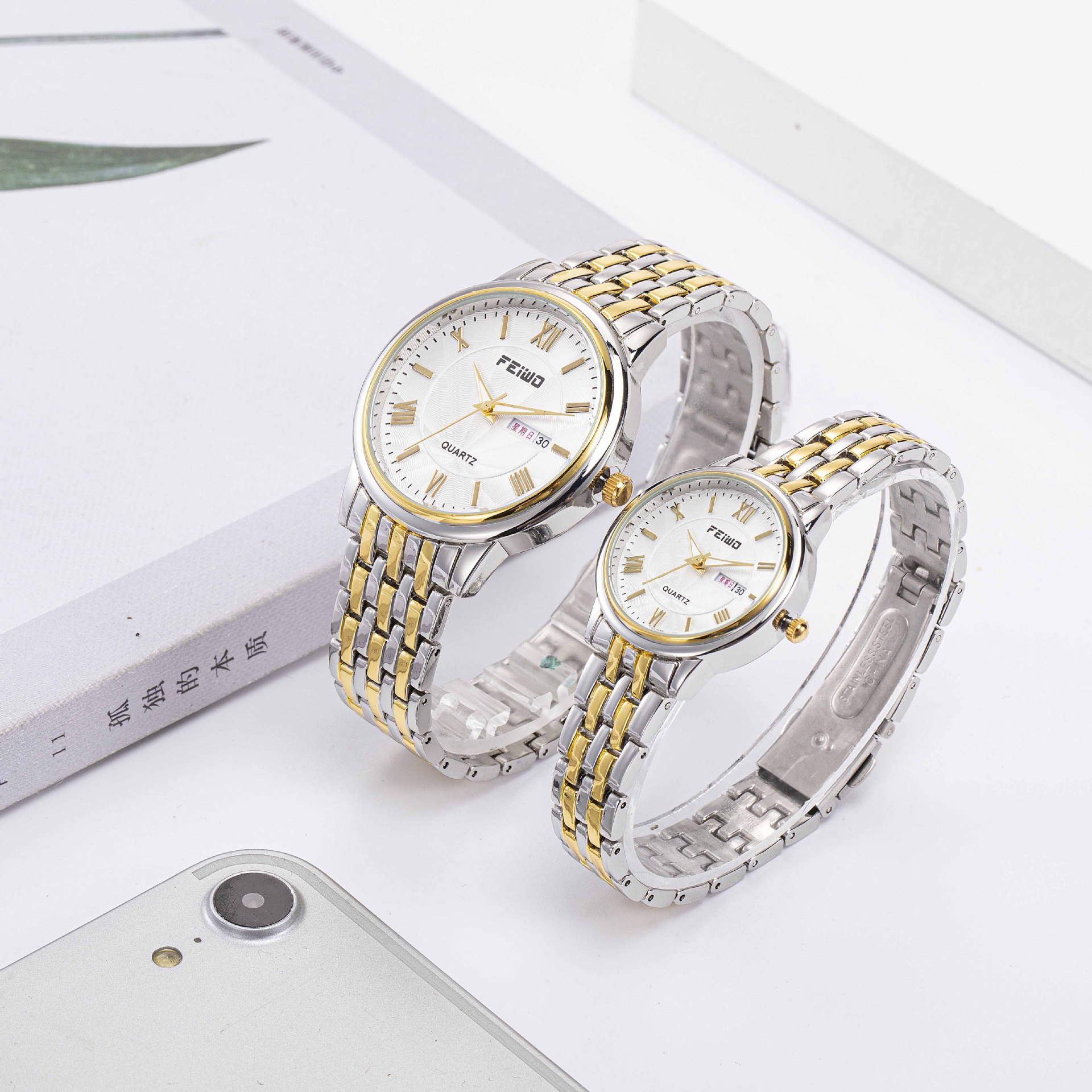 产家直销飞沃情侣手表时尚男表 防水 简约手表 礼品促销手表 双历