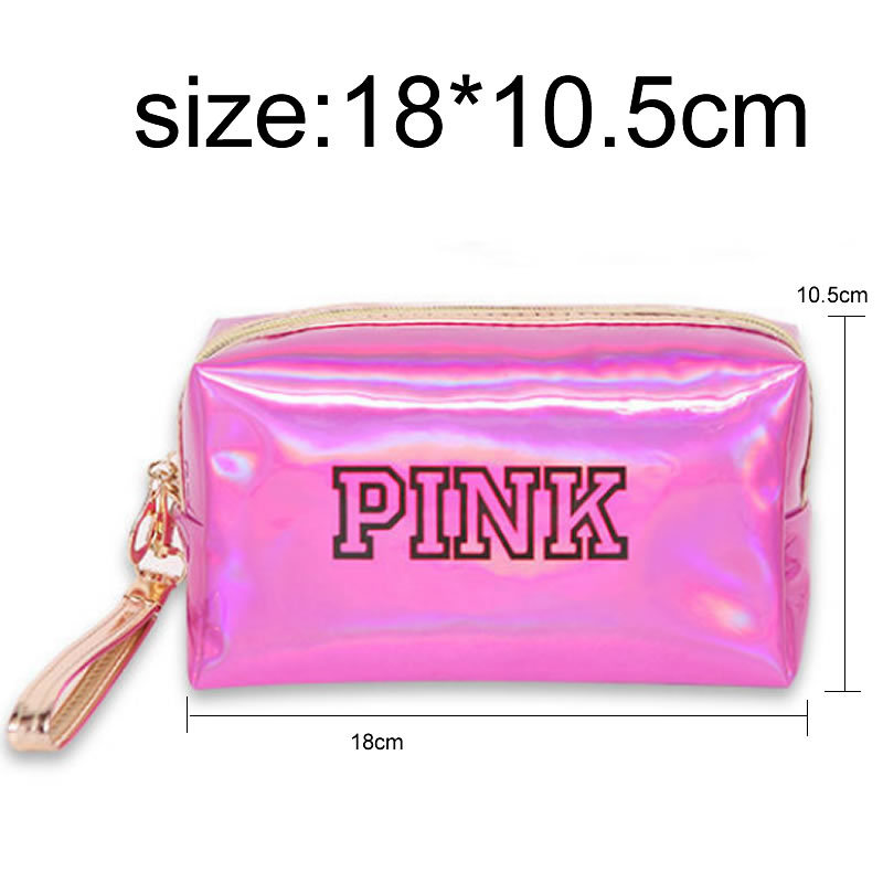 Cross-Border Hot Waterproof Pu Laser Pink Cosmetic Bag Custom Logo Korean Style Women's Portable and Versatile Storage Bag