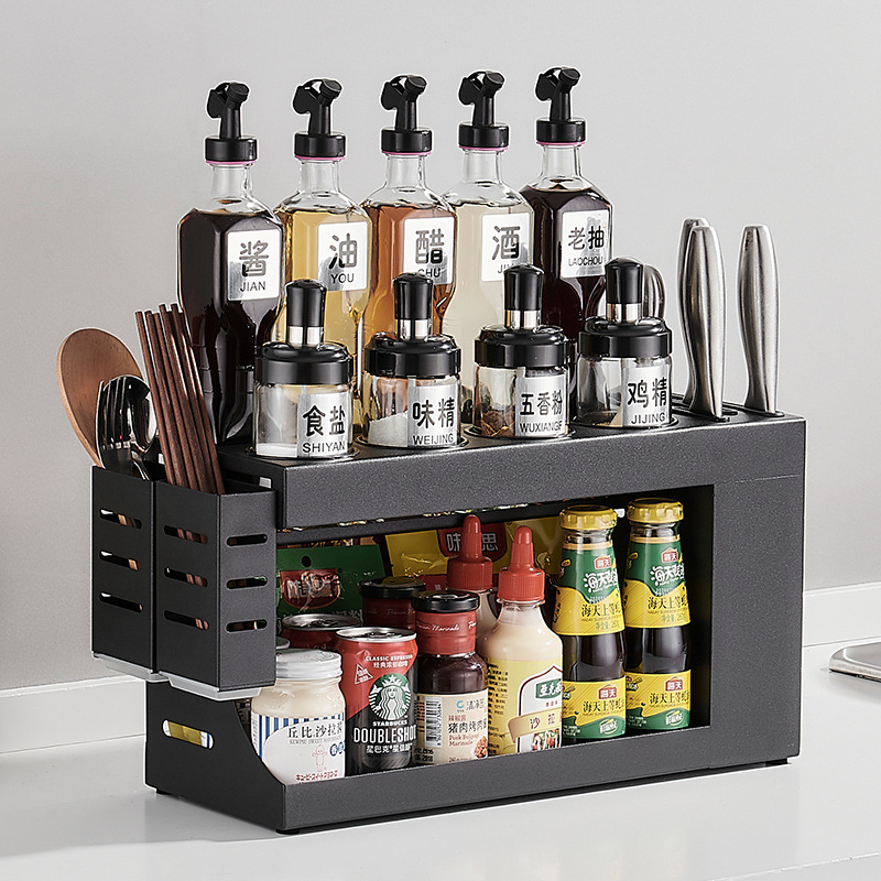 北欧家用厨房调料瓶组合套装油盐酱醋调料调味品台面置物架收纳盒