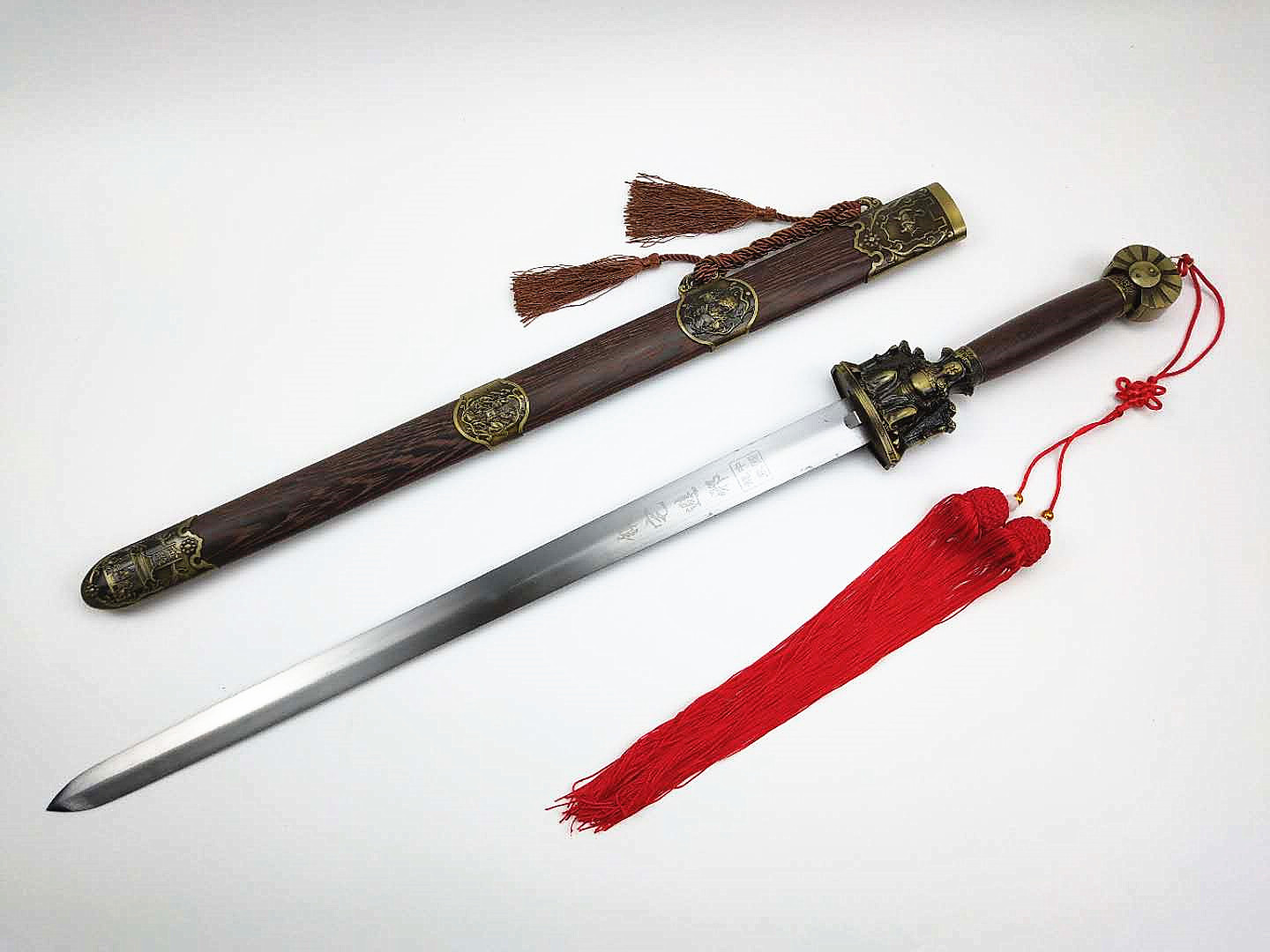 龙泉宝剑 镇宅装饰辟邪剑 鸡翅木碳钢小款武当剑 未开刃