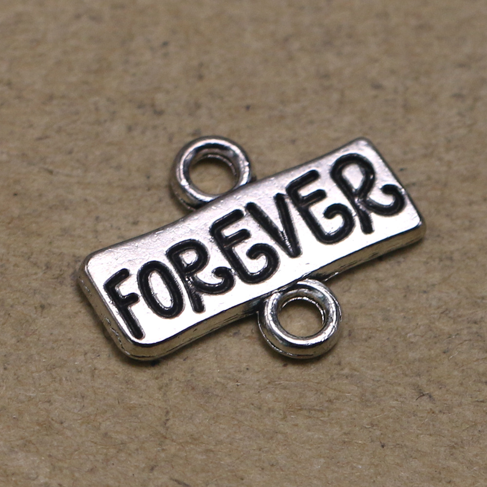 欧美跨境热销 合金英文字母forever永远个性双吊挂件 diy厂家批发