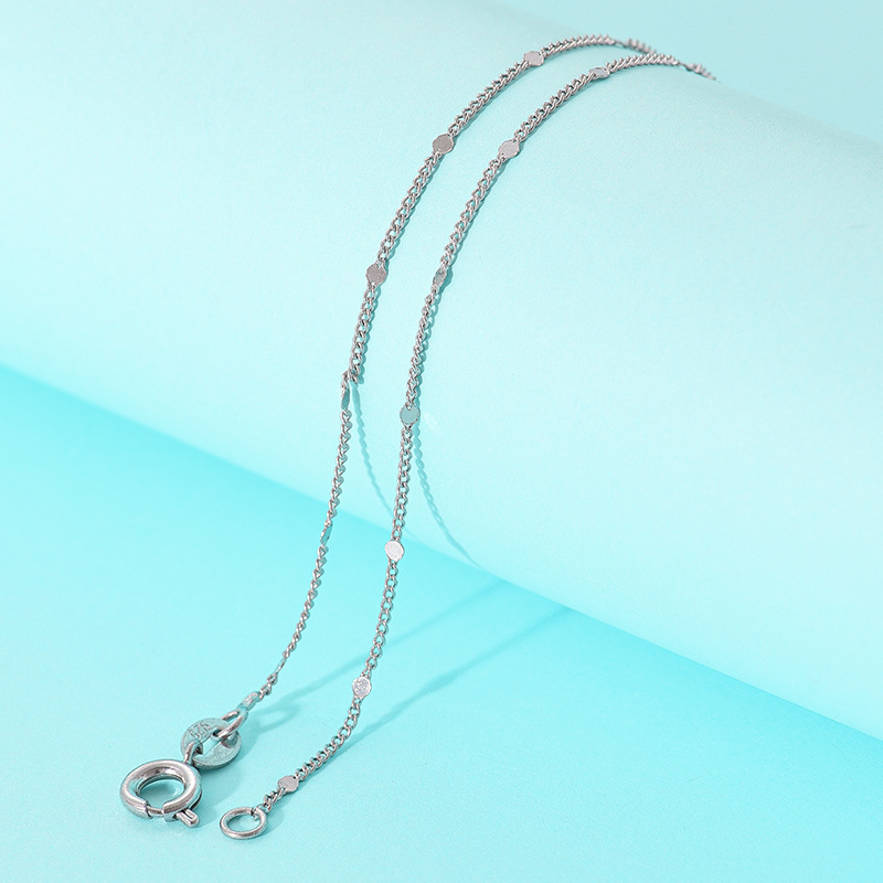 韩国细款项链 镀白k金盒子链圆片链项链金丝链裸链锁骨链配链批发