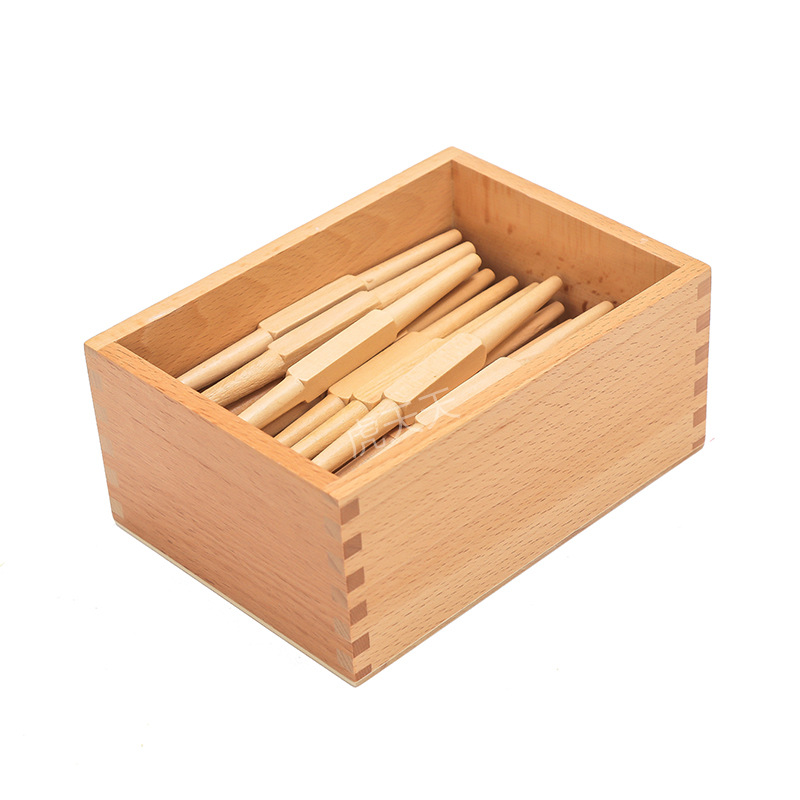 虎天天蒙台梭利蒙特梭利蒙氏早教教具数学益智玩具纺锤棒箱含盒子