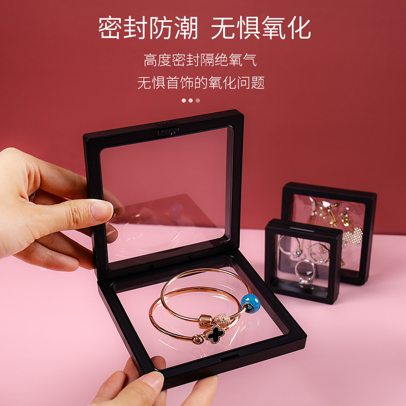 Transparent Pe Film Suspension Packing Box Jewelry Display Stand Rings Pendants Beads Dustproof Oxidation Gift Box Spot