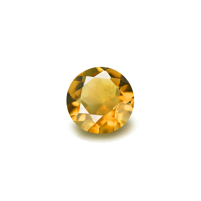 厂家直销批发天然黄水晶圆形彩宝裸石半成品首饰吊坠戒指镶嵌配石