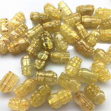天然巴西水晶金发晶雕刻貔貅吊坠 黄发晶貔貅编织手链饰品小配件