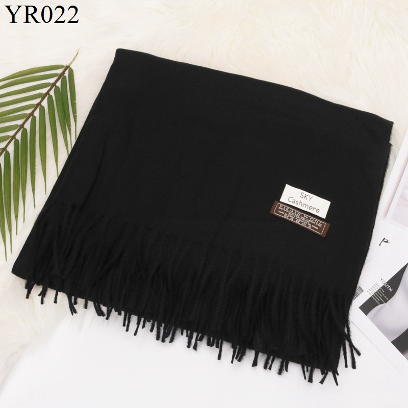 2020 Autumn and Winter Sky Solid Color Artificial Cashmere Scarf Women's Winter Warm Tassel Shawl Monochrome Scarf Factory Wholesale