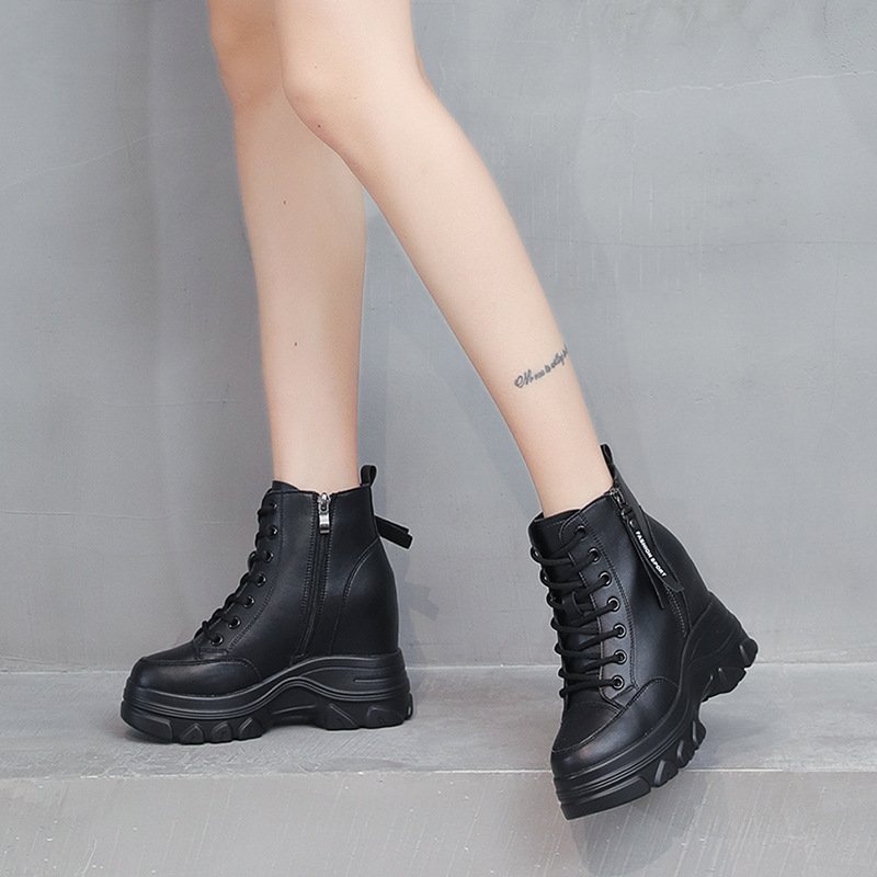 马丁靴子女2019新款冬鞋英伦风网红内增高女鞋显瘦短靴短筒秋单靴