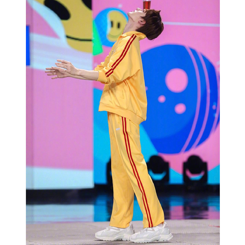 朱正廷快乐大本营杨颖郭碧婷蔡徐坤iu李智恩同款紫色运动服套装