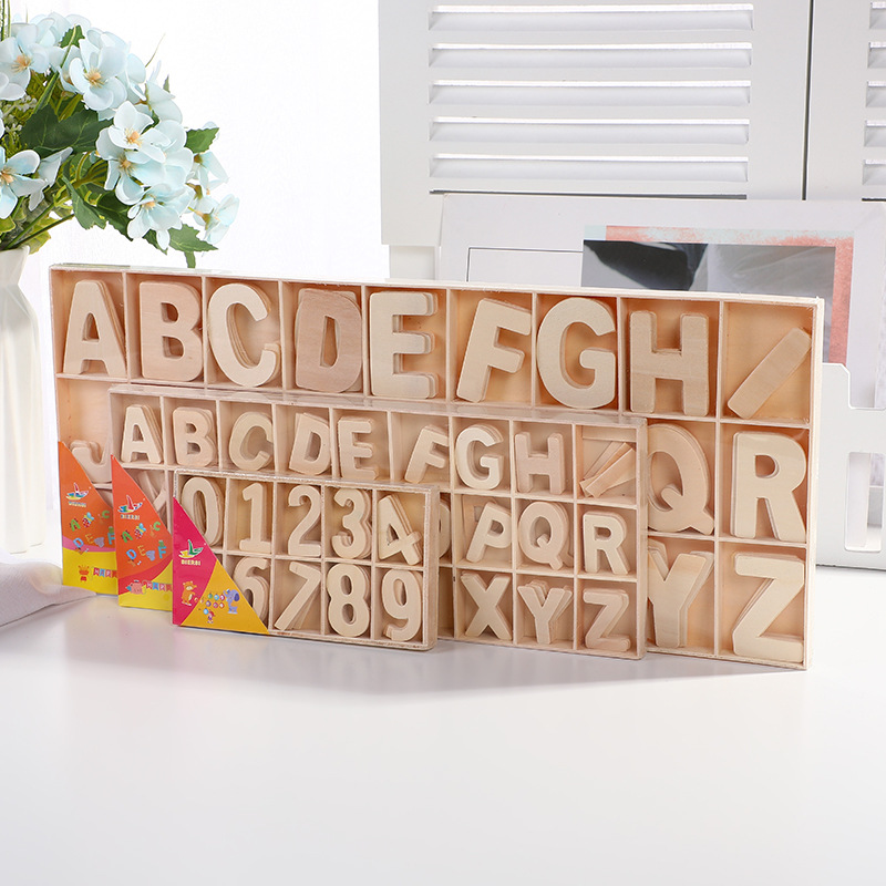 Children's Early Education English Number Wooden Craftwork Letter Set Beautiful Simple Creative Digital Box Factory Direct Supply