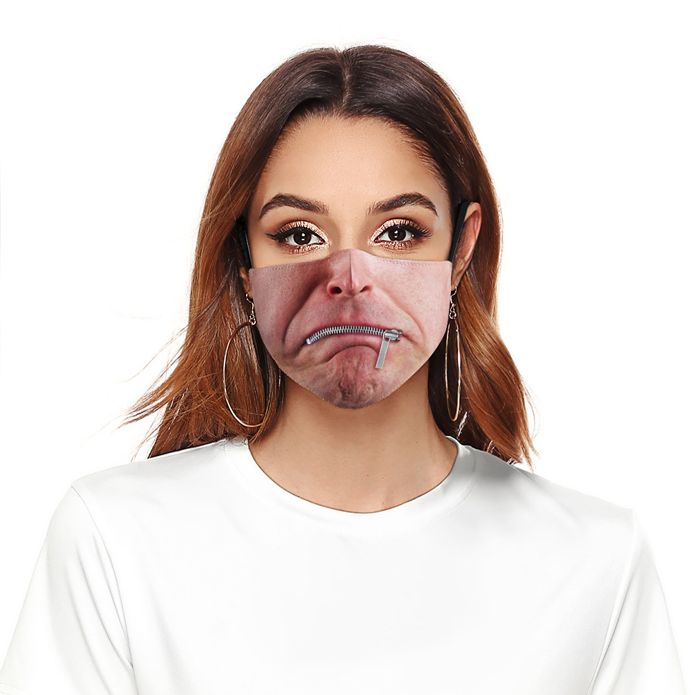 现货批发搞笑人物嘴脸数码印花可安装滤芯防尘pm2.5雾霾成人面罩