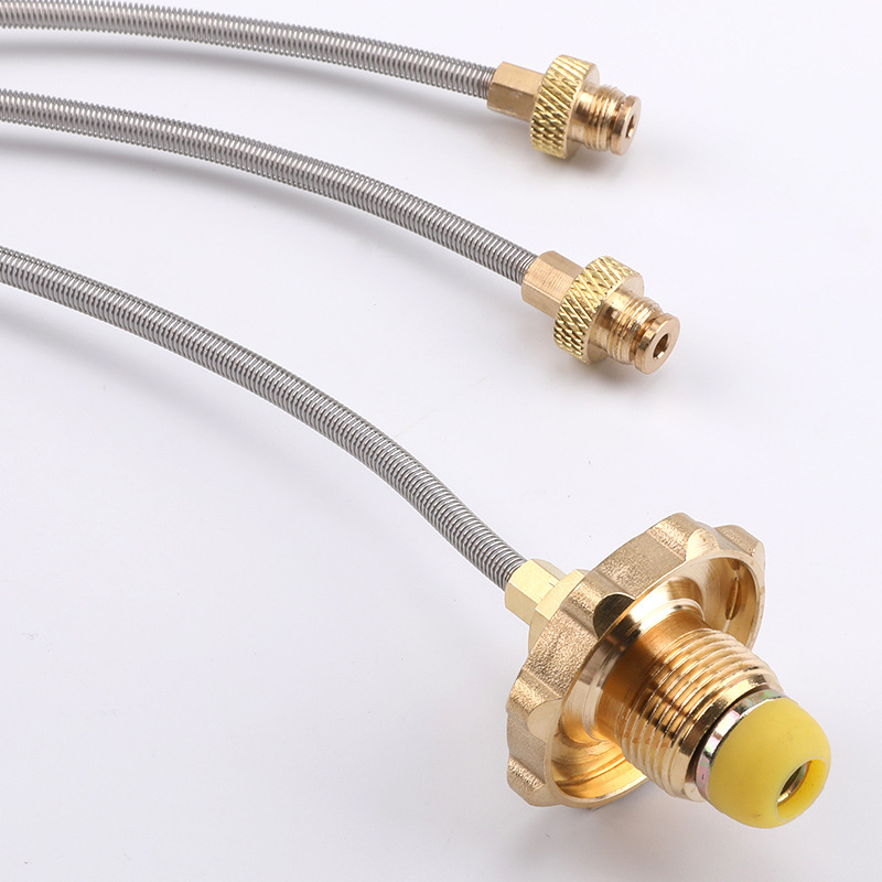 户外炉头液化气连接线一拖二加长接煤气罐胶管阀门改装炉头气罐