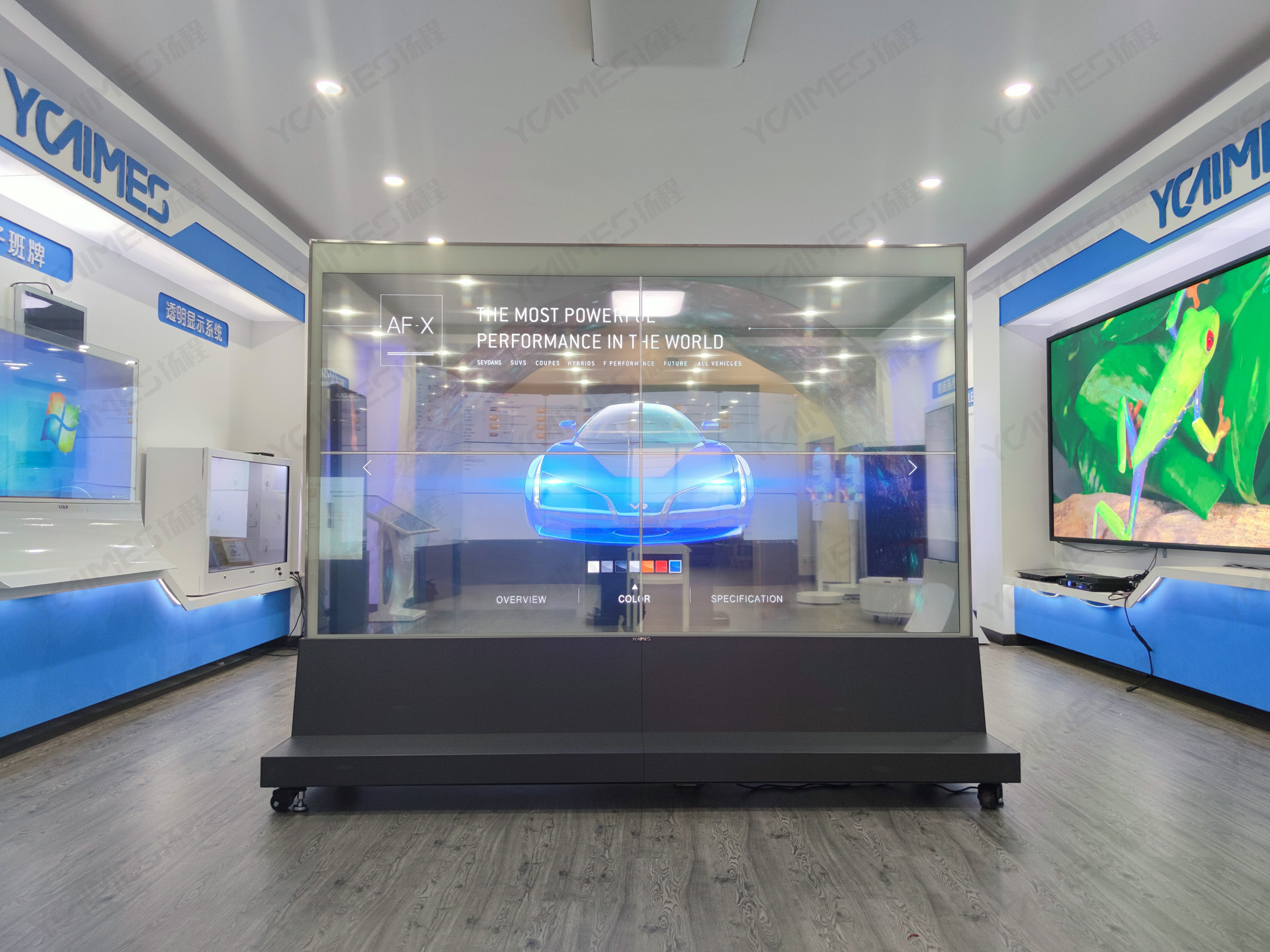 扬程定制 55寸2x2透明oled拼接屏 双面高透防爆透明屏 自发光