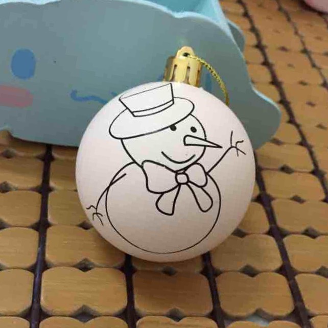 圣诞雪球 复活节彩蛋diy绘画不掉色 定制logo图案6cm圆形挂饰创意