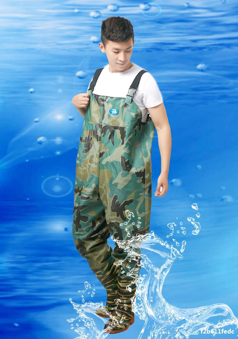 全身下水裤加厚挖藕服抓鱼钓鱼男涉防水衣服连体雨裤雨衣耐磨