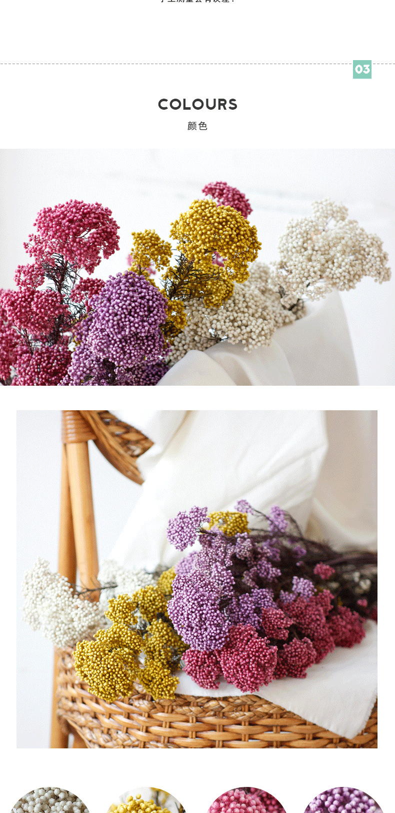 厂家直销保鲜花小米花50g云南永生花米花米草家居装饰插花装饰