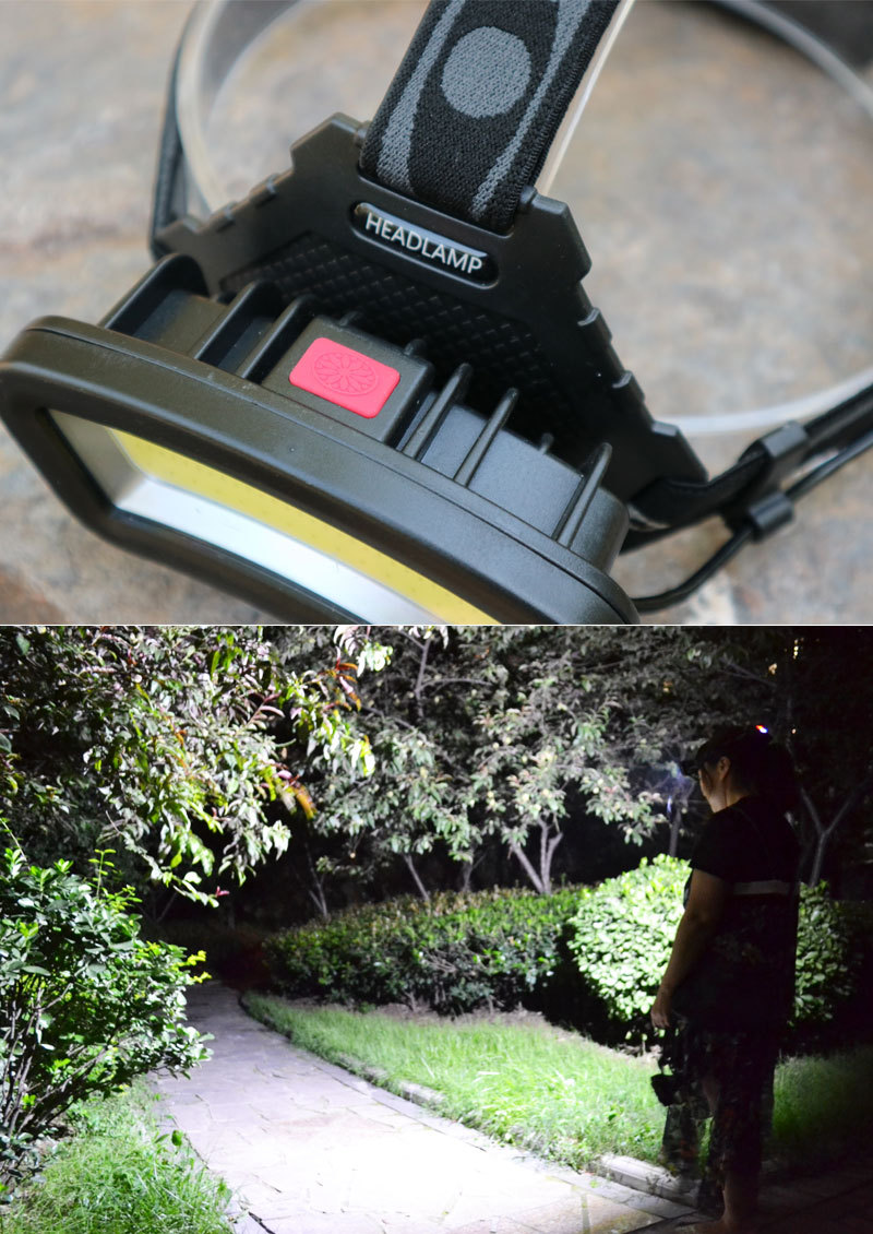 多功能cob头灯工作灯 usb充电红光警示灯 led泛光灯 广角泛光头灯