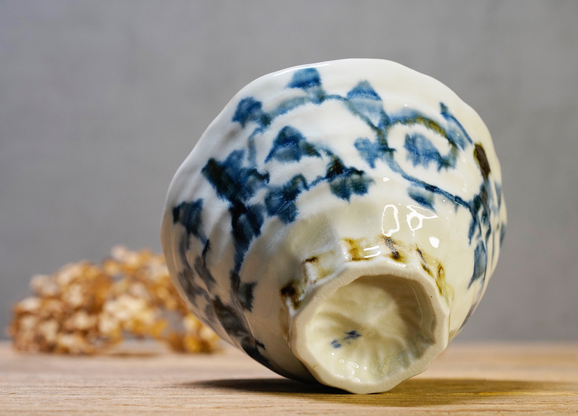日本制 手工陶瓷餐碗 青花纹