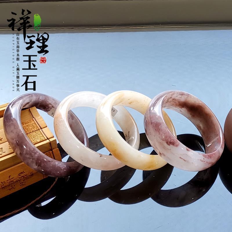 佘太翠手镯紫罗兰真品玉石手镯女玉气质烟紫玉冰清透带玉器