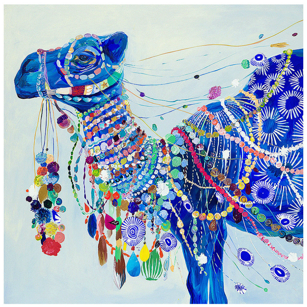 新款5d钻石画卡通彩绘骆驼跨境亚马逊 diy满钻石十字绣装饰画定制