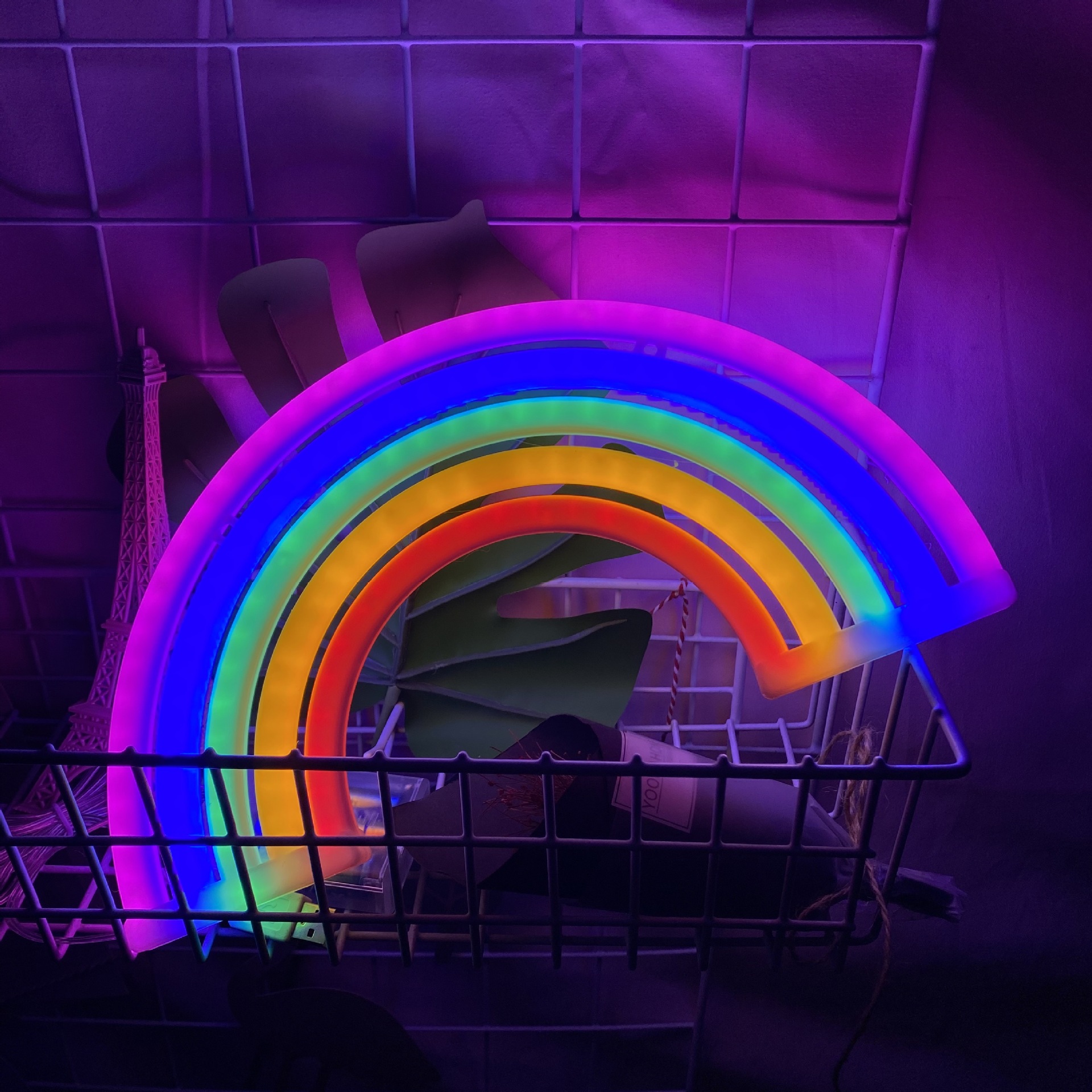 跨境专供 ins新款led注塑彩虹霓虹灯led霓虹灯 卧室摆件装饰夜灯