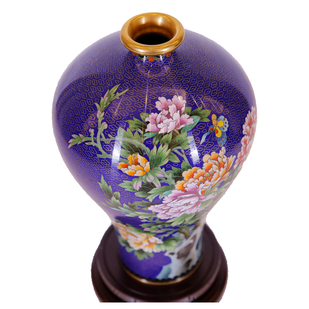 景泰蓝10寸梅瓶《富贵牡丹》掐丝珐琅,厂家直销手工艺品摆件收藏