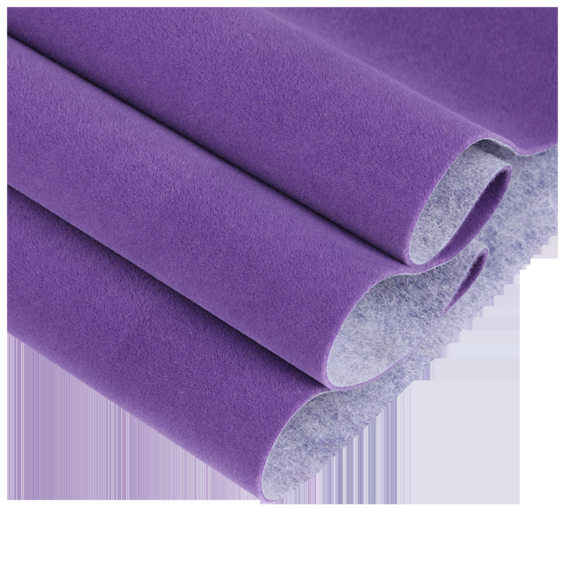 厂家现货供应紫色水刺底长毛植绒布 环保紫色绒布可代背胶绒布-阿里巴