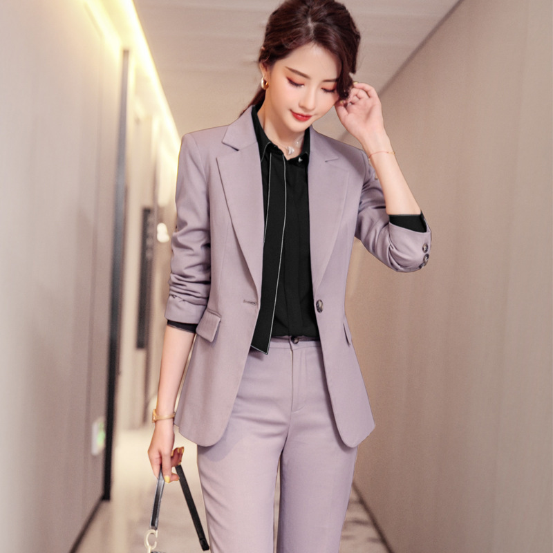 职业套装女大学生面试工作服秋季时尚气质西装主持人律师正装