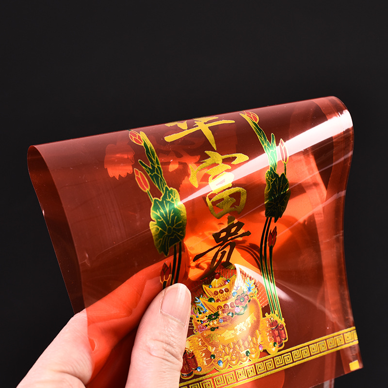 富贵红蜡烛防风片蜡烛包装膜烫金彩印烫金蜡烛包装膜蜡烛包装片