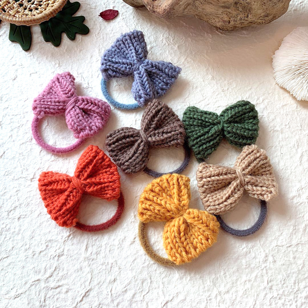 网红ins秋冬新款手工编织毛线蝴蝶结发绳韩版可爱少女头绳发饰