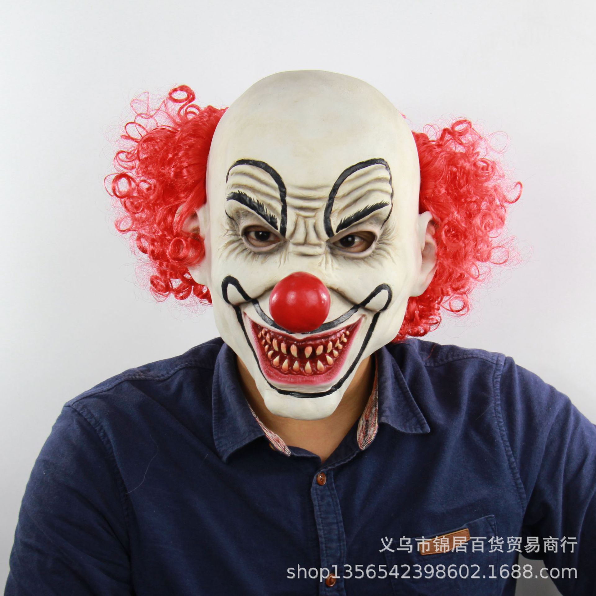 新款恐怖咧嘴电锯杀人狂面具鬼脸杀手面具微笑大红鼻子小丑面具