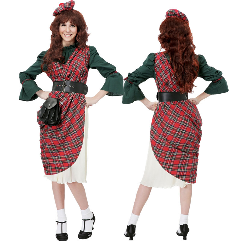 新款成人女爱尔兰cos万圣节服装化妆舞会表演服 苏格兰苏格兰裙潮