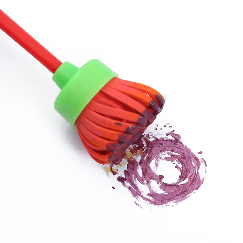 跨境新款儿童绘画海绵刷早教工具花型幼儿园涂鸦滚筒印章批发