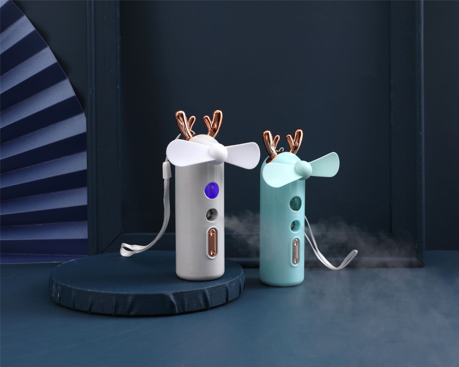 补水仪小鹿风扇usb充电小风扇卡通喷雾电风扇手拿降温补水小风扇