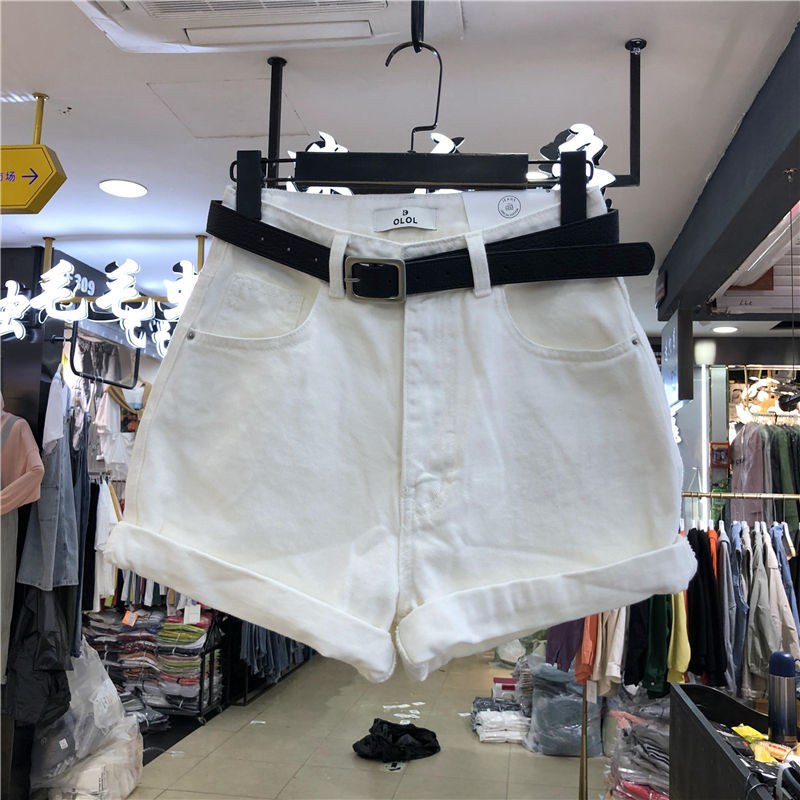  Black Gray Denim Shorts Women's Summer New High Waist Wide eg oose Korean Style Slimming outside Wear A- line Hot Pants