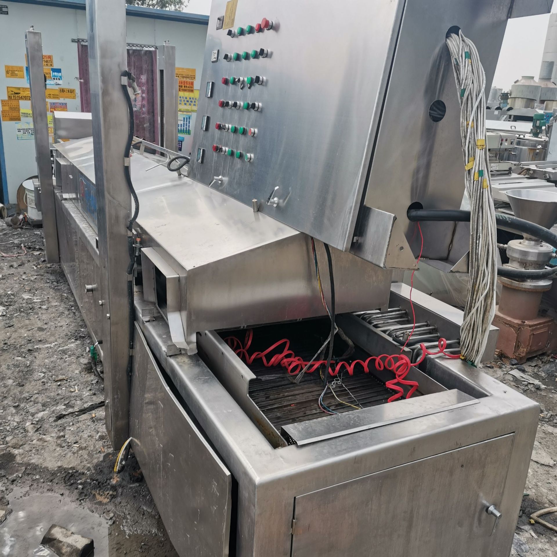 二手油炸流水线不锈钢油条油炸机鸡腿鸡柳油炸机流水线大型油炸机