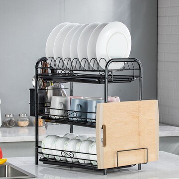 多功能家用厨房置物架集中收纳碗碟筷常用具沥水器刀具菜板放置架