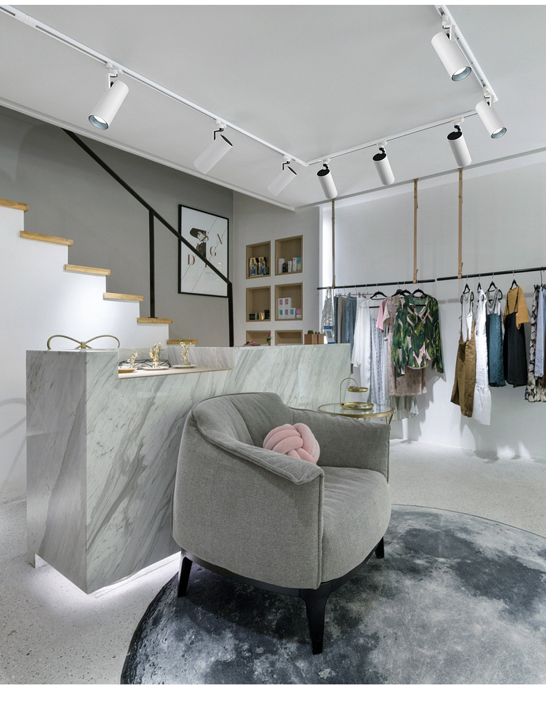 led轨道灯服装店门店射灯商用超亮节能店铺cob导轨式背景墙滑道灯