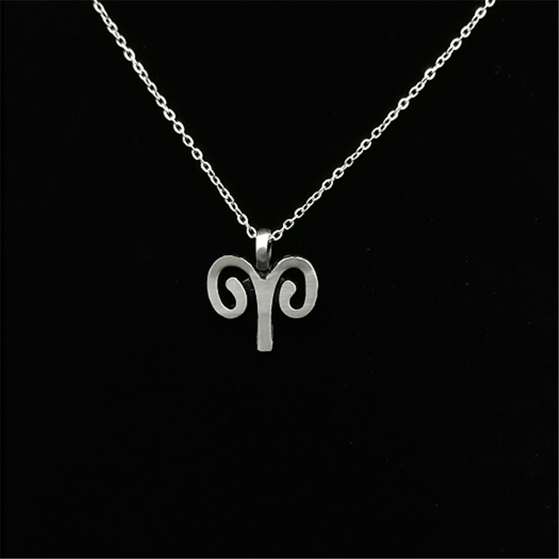 欧美时尚热销不锈钢12星座项链复古钛钢吊坠白羊座项链拉丝效果