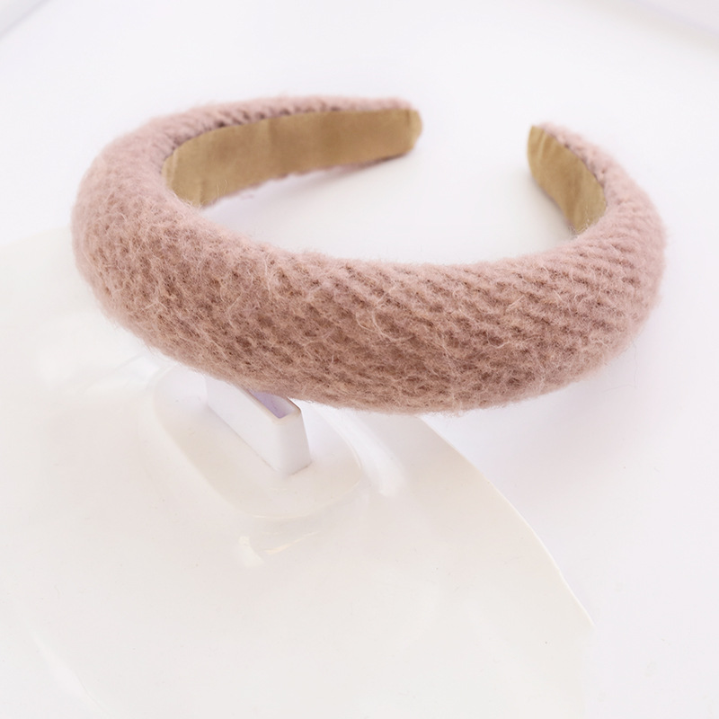 Factory Wholesale European and American Style Sponge Headband Solid Color Knitted Sponge Wide-Brim Hair Accessories Headband Thickened Female Hair Tie R44