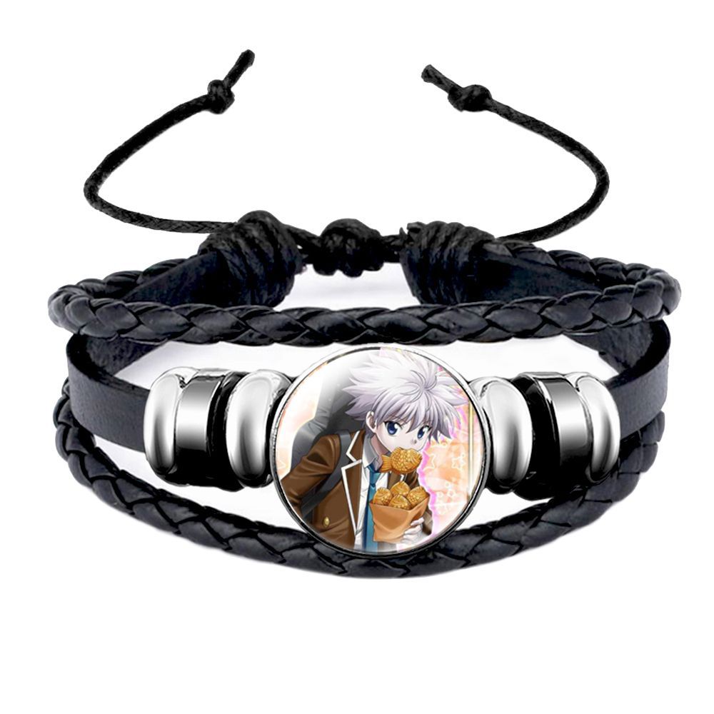 全职猎人 酷拉皮卡 雷欧力 时光宝石牛皮手链 diy编织可调节手绳