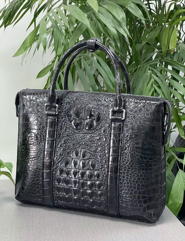 鳄鱼皮公文包男士真皮手提包休闲商务电脑包单肩斜挎包男