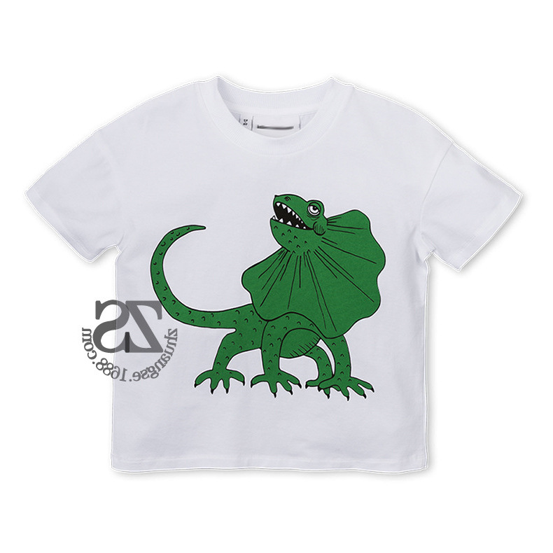 2018夏季新款童装 mini同款蜥蜴恐龙伞蜥t恤 男女宝宝纯棉上衣