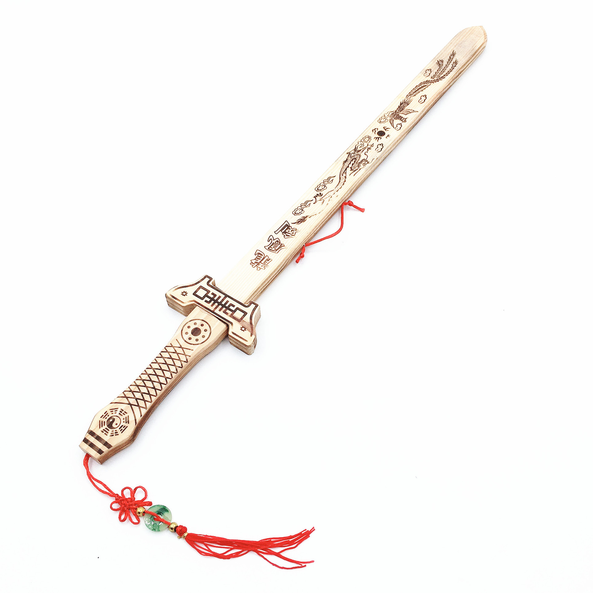 新款木质龙凤宝剑青龙宝剑木壳竹剑带玉木剑竹制刀剑木质青龙剑