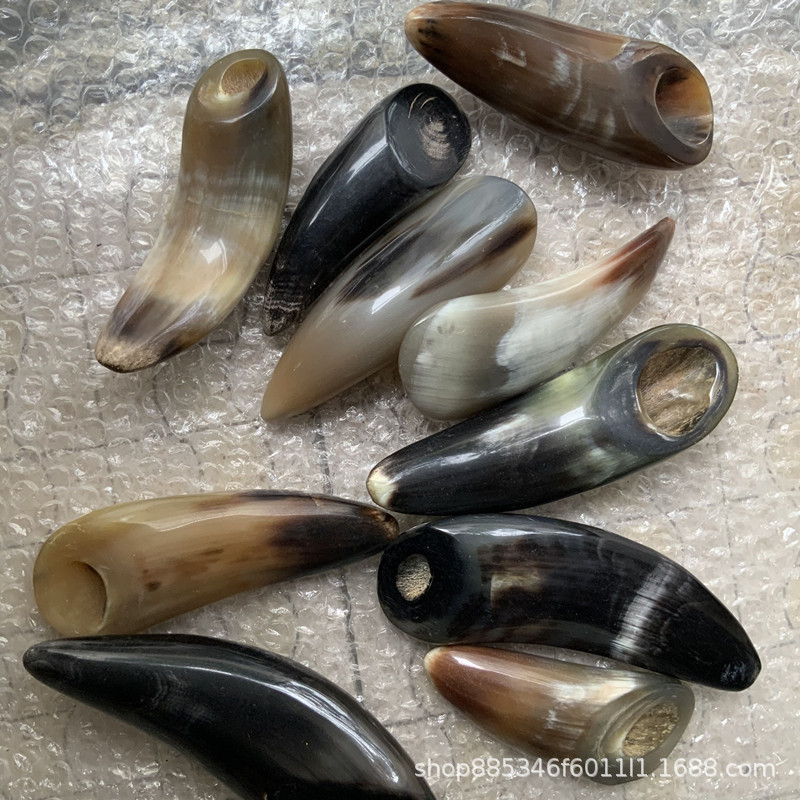 天然水牛角黄牛角黑牛混色大号实心牛角尖穴位棒随形实心牛角筒