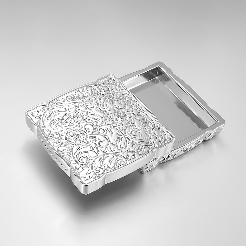 创意款金属香膏盒 浮雕图案滑盖包装盒 锌合金固体香水盒子定制