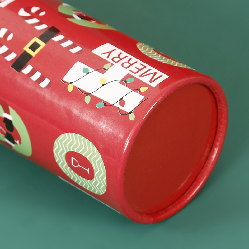 工厂加工彩色印刷纸筒圣诞节礼品圆形包装盒定做广告手提纸罐定制