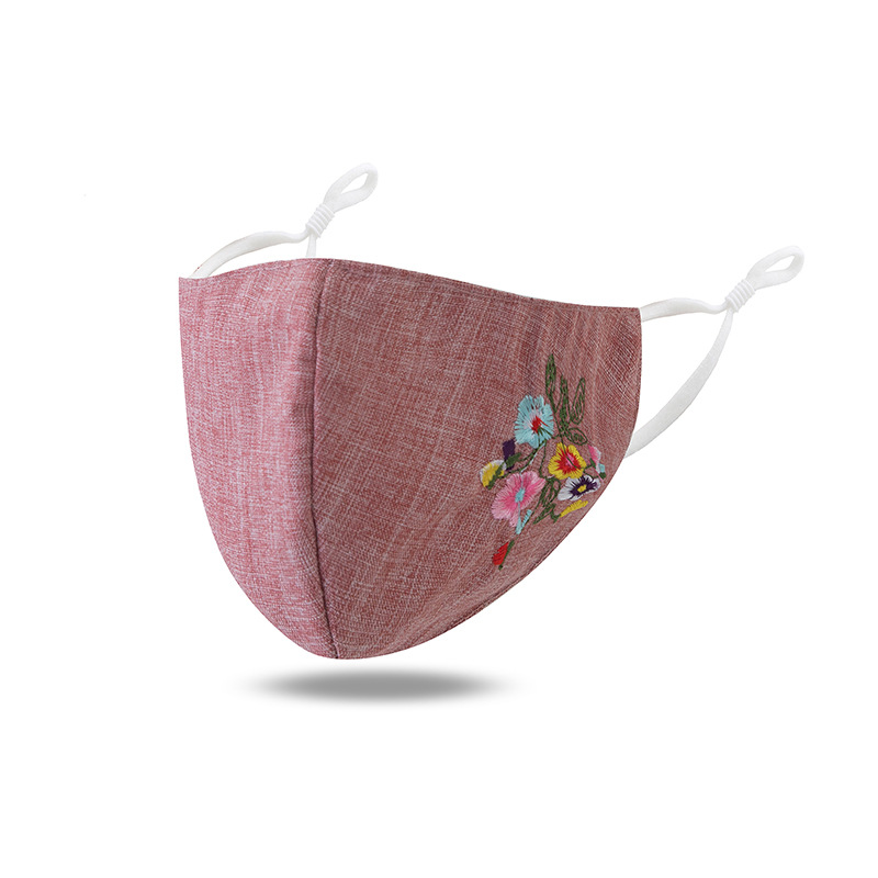 现货跨境外贸亚马逊民族刺绣防尘双层口罩女立体绣花透气装饰口罩