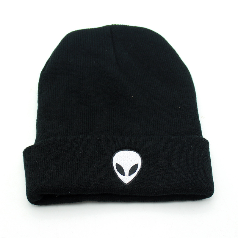 Foreign Trade Popular Style Hat European and American New Autumn and Winter Warm Alien Skull Embroidery Woolen Cap Men and Women Knitted Hat