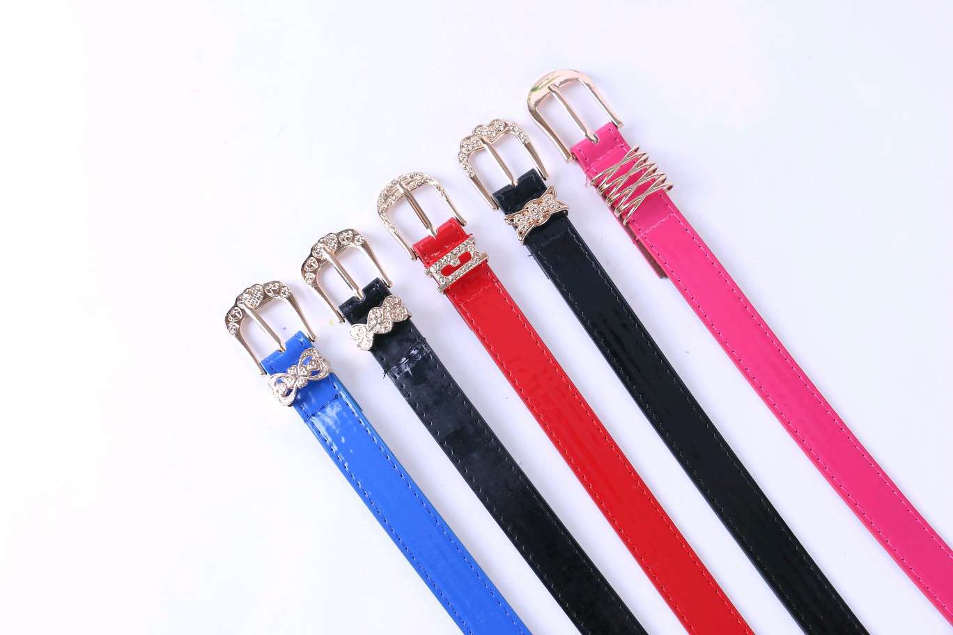 ladies imitation leather belt pin buckle diamond belt sample custom candy color belt
